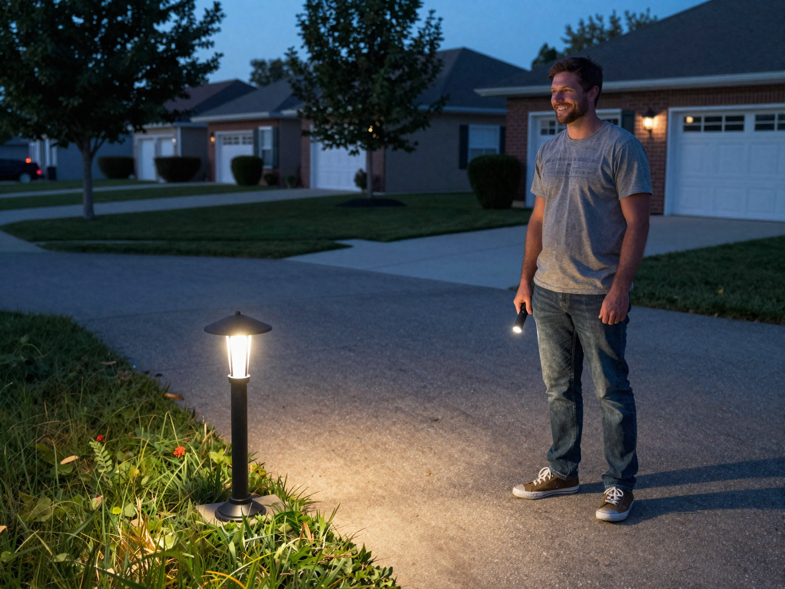 Finished outdoor lighting installation